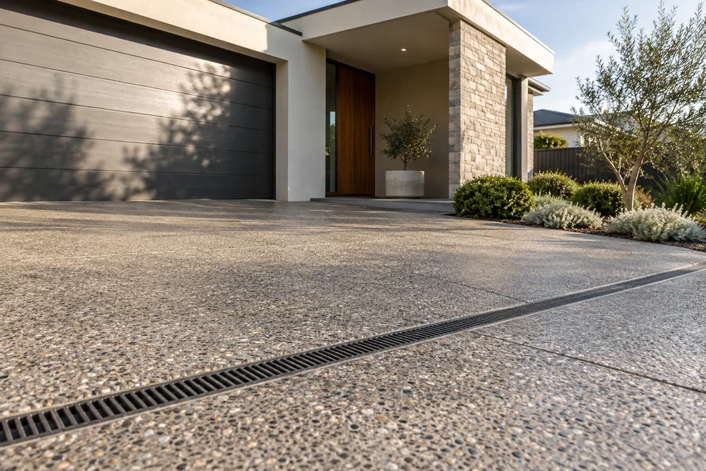 exposed concrete driveways